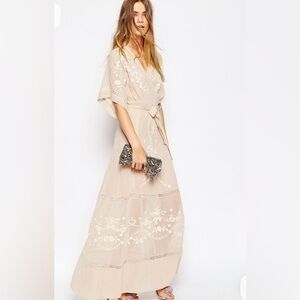 ASOS Cream Floral Embroidered Maxi Dress